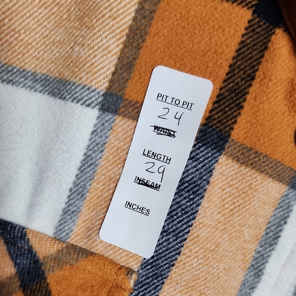 Men's Plaid Shirt Jacket - Orange and White - Picture 2 of 8